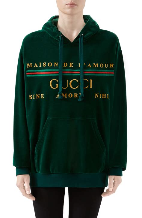 gucci oversized velour hoodie|Gucci Sweatshirts & Hoodies for Women .